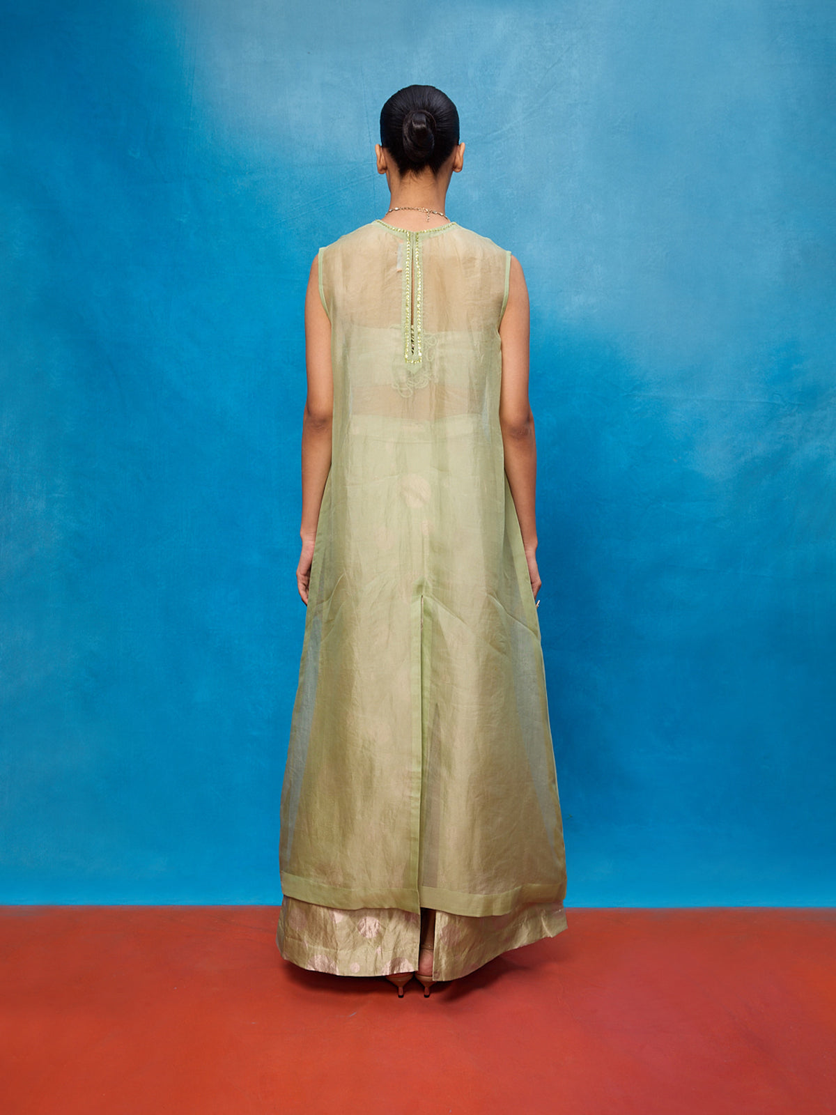 Handwoven Pistachio Green Silk Banarasi Suit