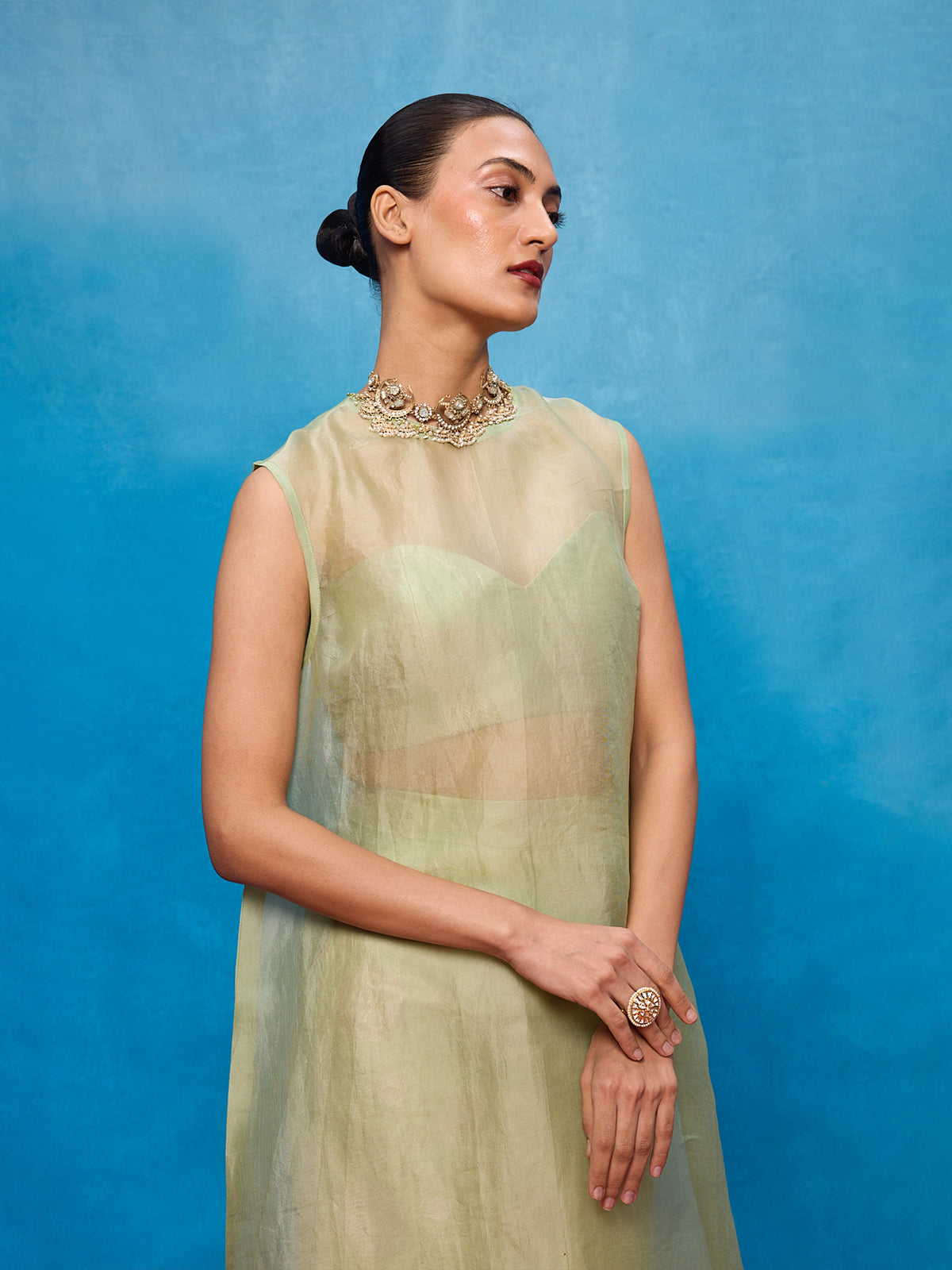 Handwoven Pistachio Green Silk Banarasi Suit