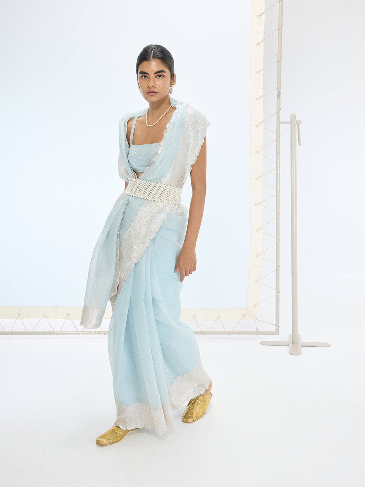 The Blake Saree in Ice Blue