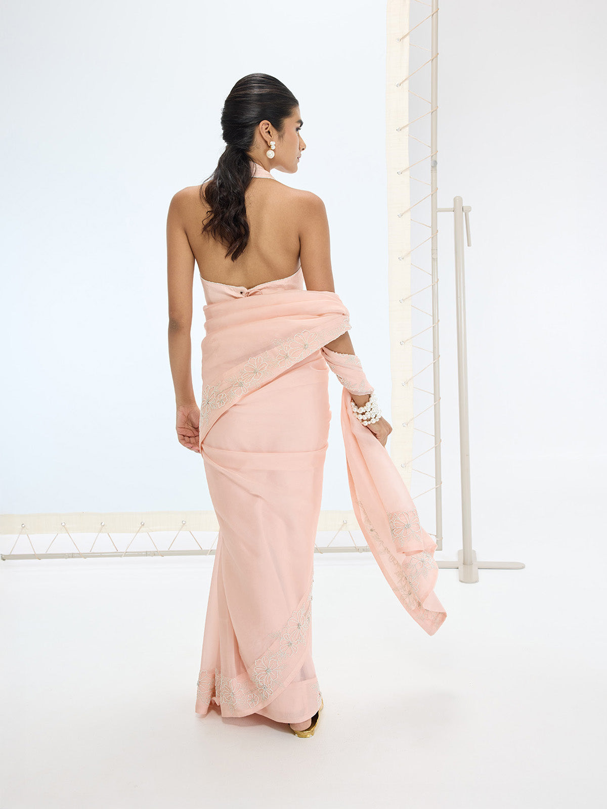 The Luna Saree In Peach