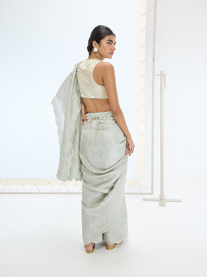 The Jenna Saree In Aqua Green