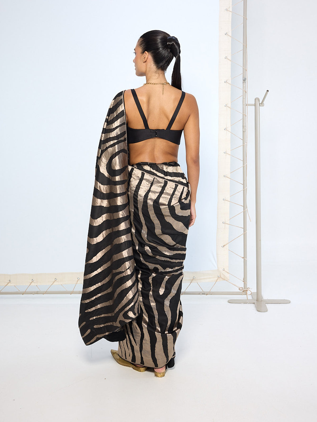 Handwoven Black & Silver Silk Saree