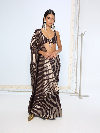 Handwoven Chocolate Brown Silk Saree
