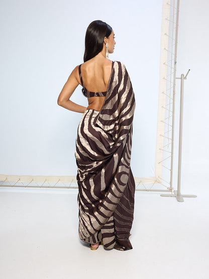 Handwoven Chocolate Brown Silk Saree