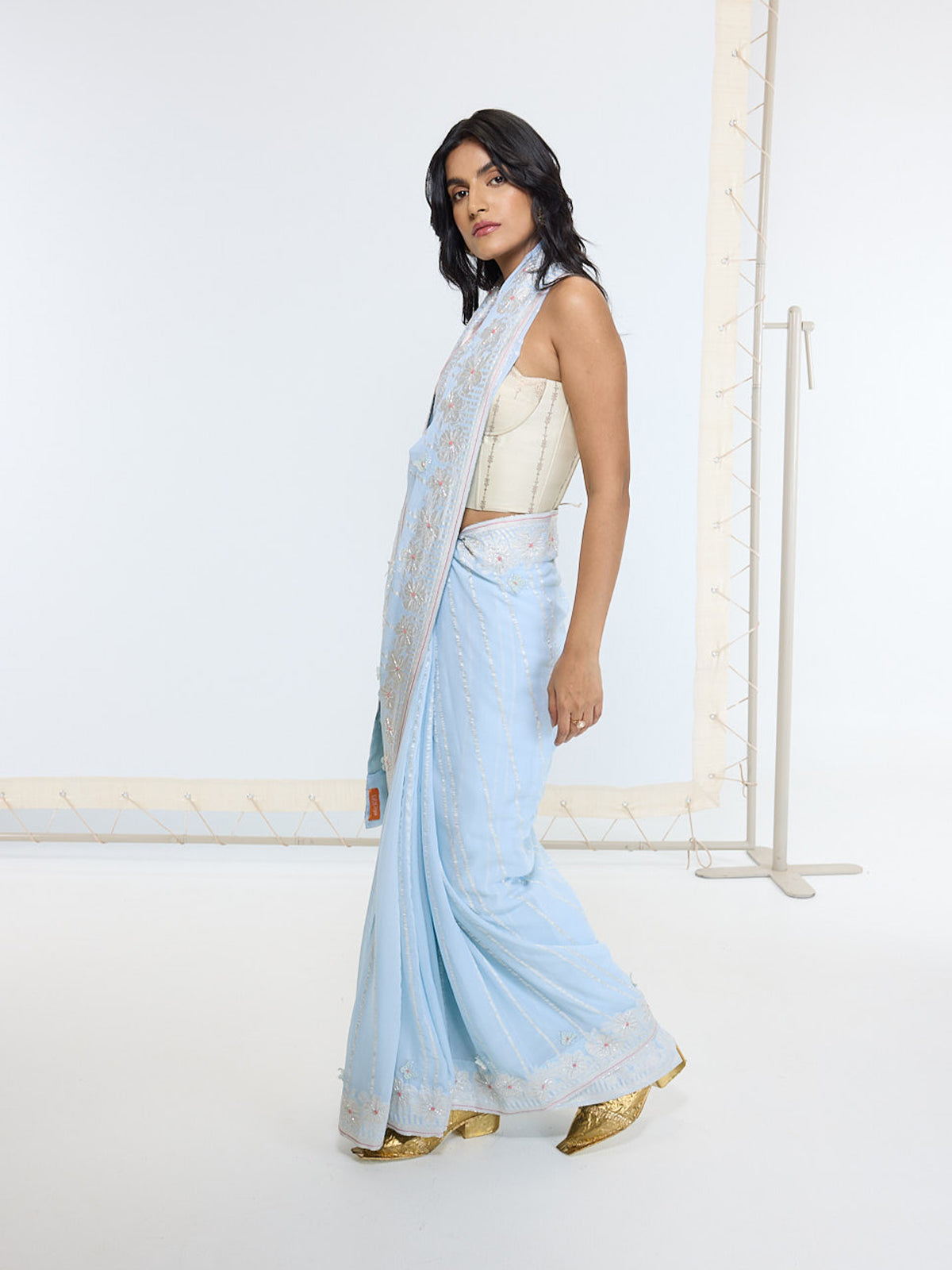 Handwoven Sky Blue Saree