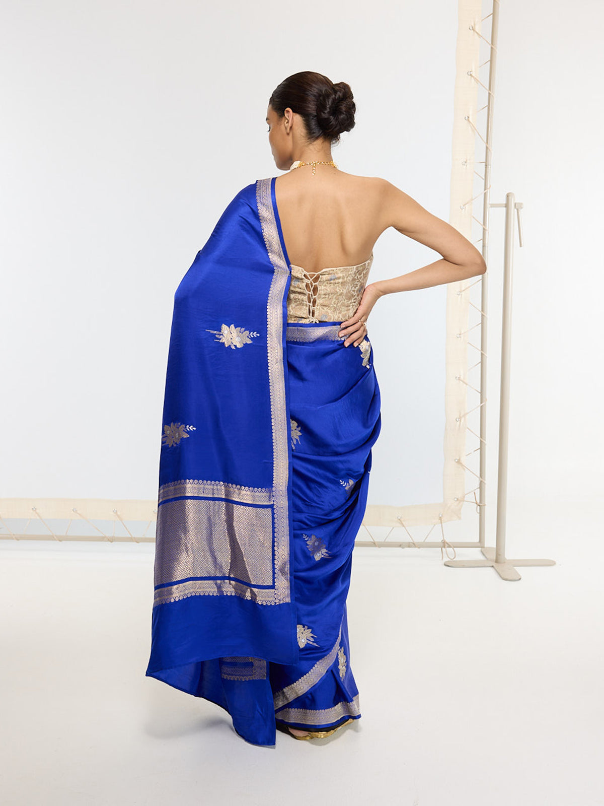 Handwoven Prussian Blue Saree