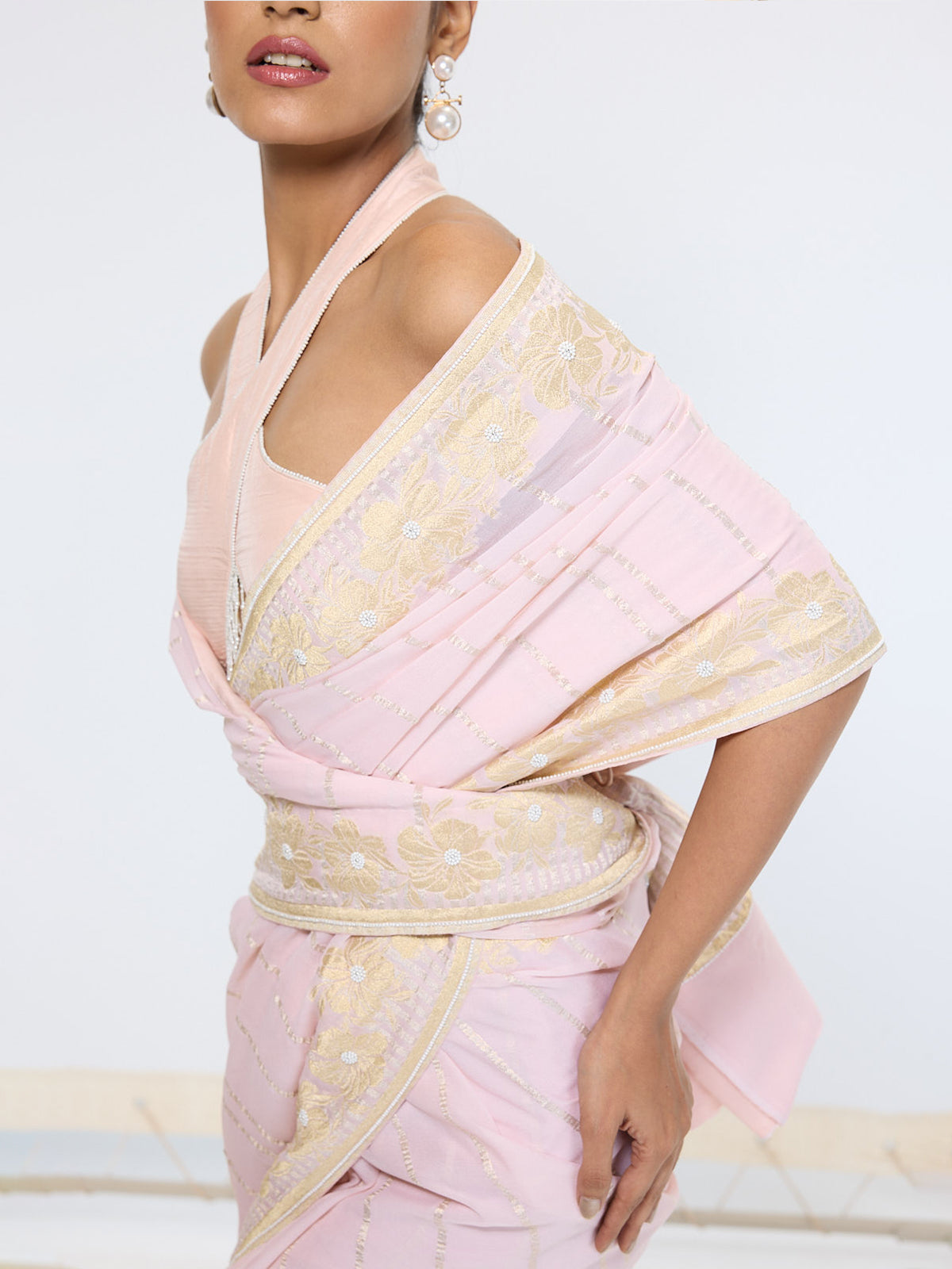 Handwoven Dusty Peach Saree