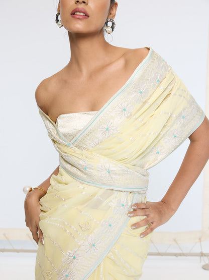 Handwoven Lemon Yellow Saree