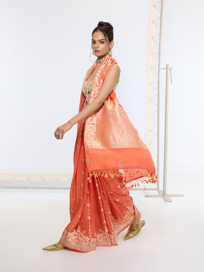 Handwoven Rusty Orange Saree