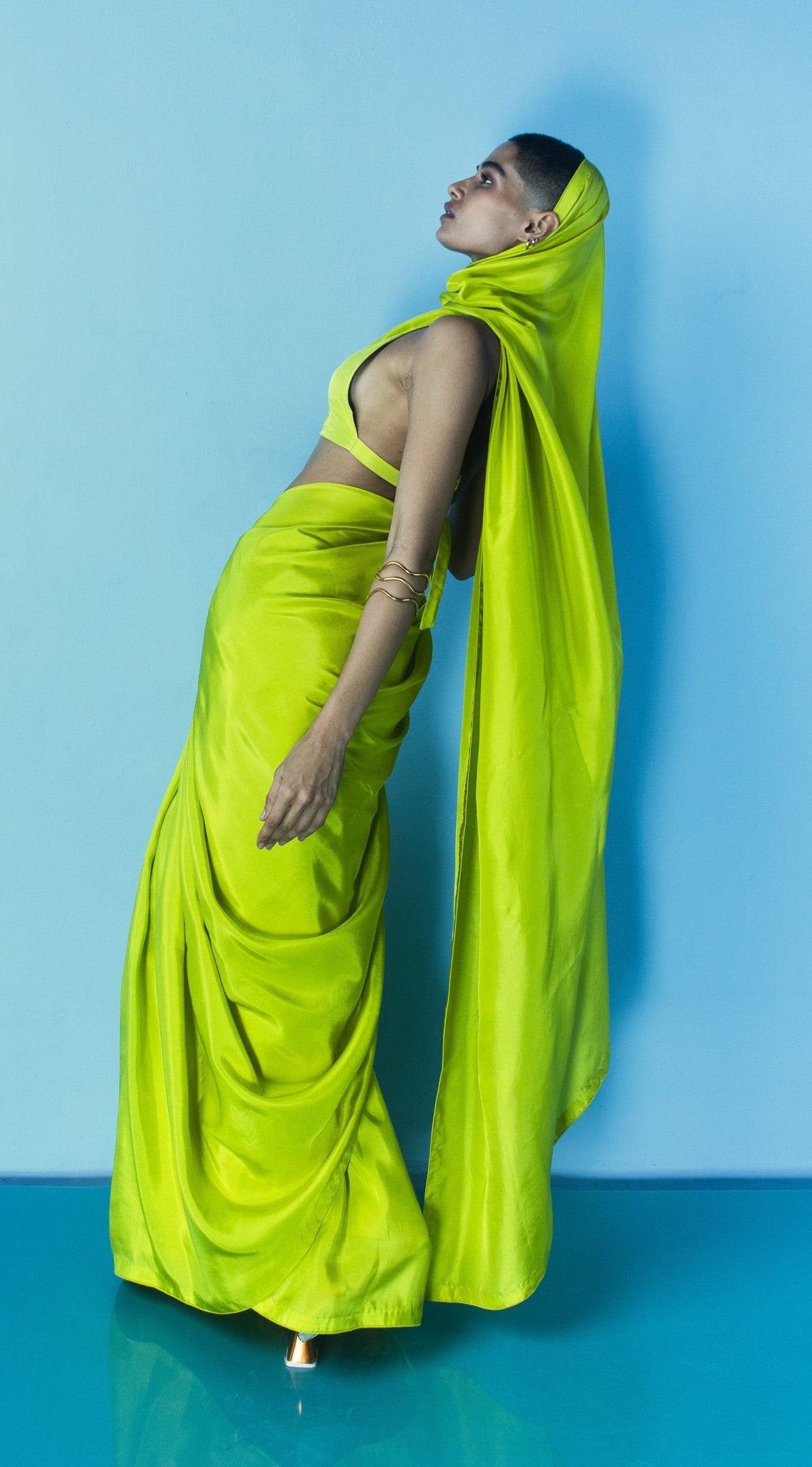 Handwoven Lime Green Silk Saree