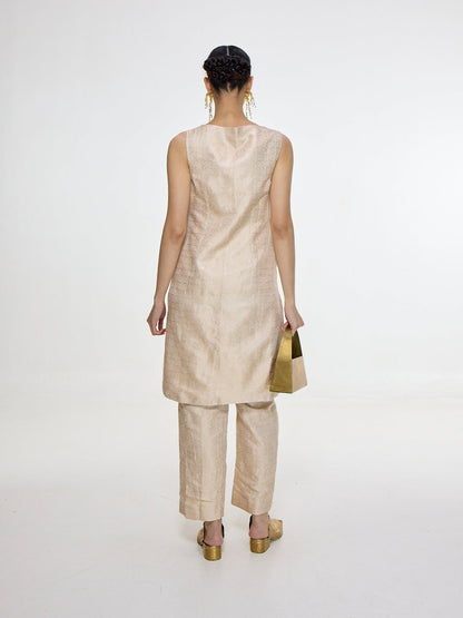 Handwoven Ivory-Gold Jacket Set