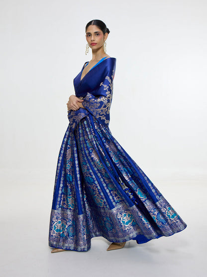 Handwoven Royal Blue Silk  Shawl