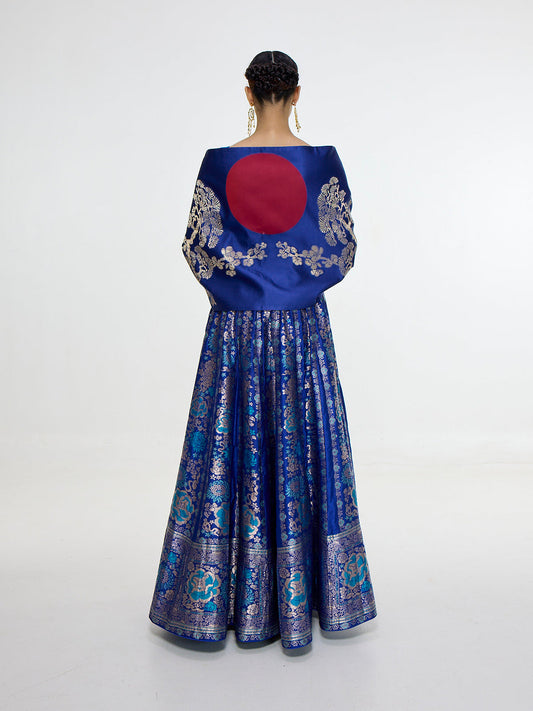 Handwoven Royal Blue Silk  Shawl
