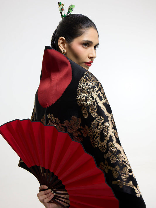 Handwoven Onyx  Silk Shawl