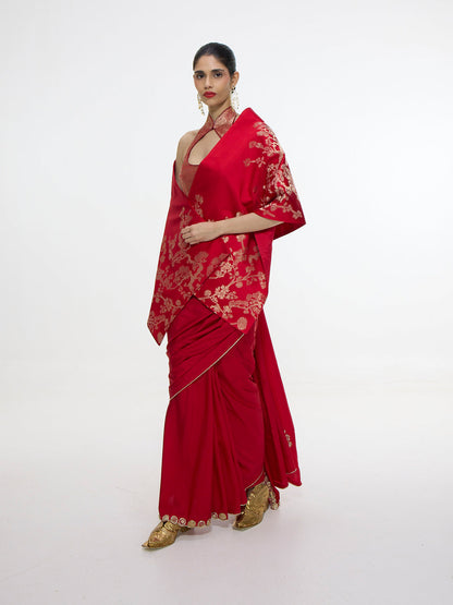 Handwoven Red Silk Shawl