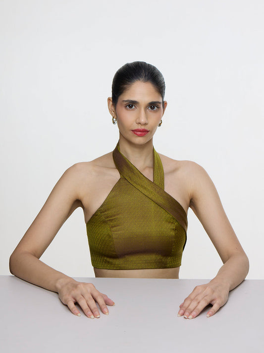 Handwoven Olive Green Blouse