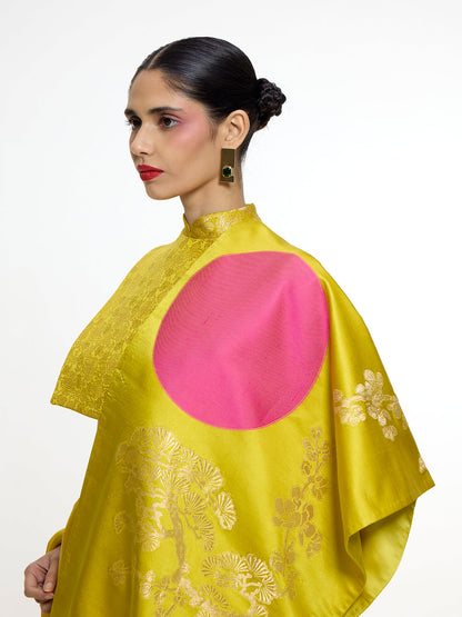 Handwoven Canary Yellow Silk Shawl