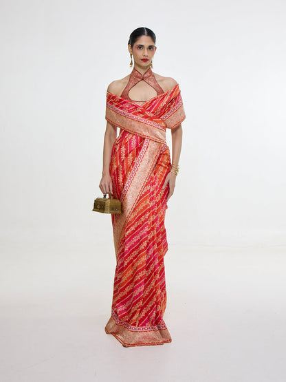 Handwoven Carmine Red Mashroo Silk Saree