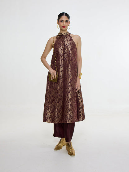 Handwoven Cherry Red Kurta Set