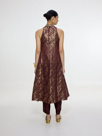 Handwoven Cherry Red Kurta Set