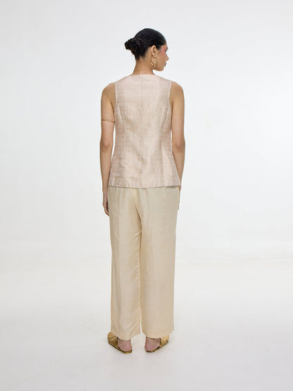 Handwoven Ivory Waistcoat Set