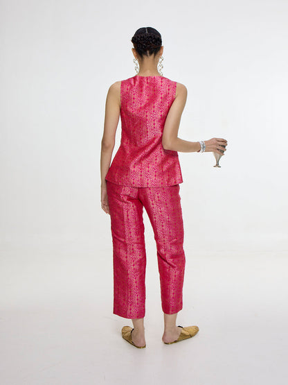 Handwoven Fuchsia Waistcoat Set