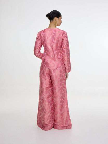 Handwoven Soft Pink Jacket Set