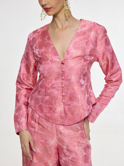 Handwoven Soft Pink Jacket Set