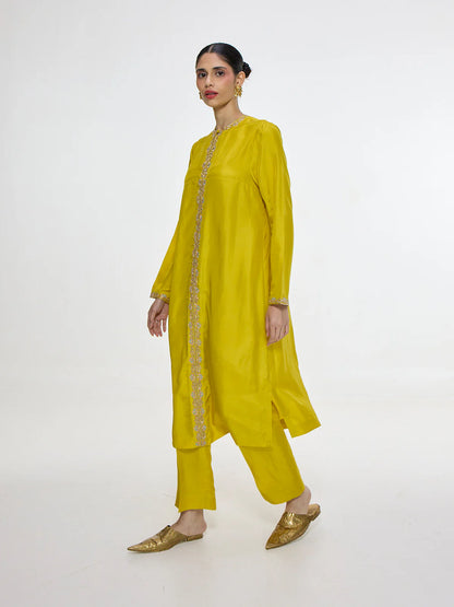 Handwoven Mustard Kurta Set