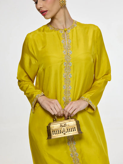 Handwoven Mustard Kurta Set