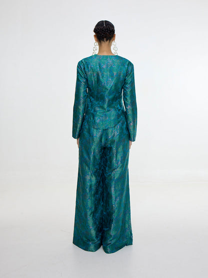 Handwoven Teal Jacket Set
