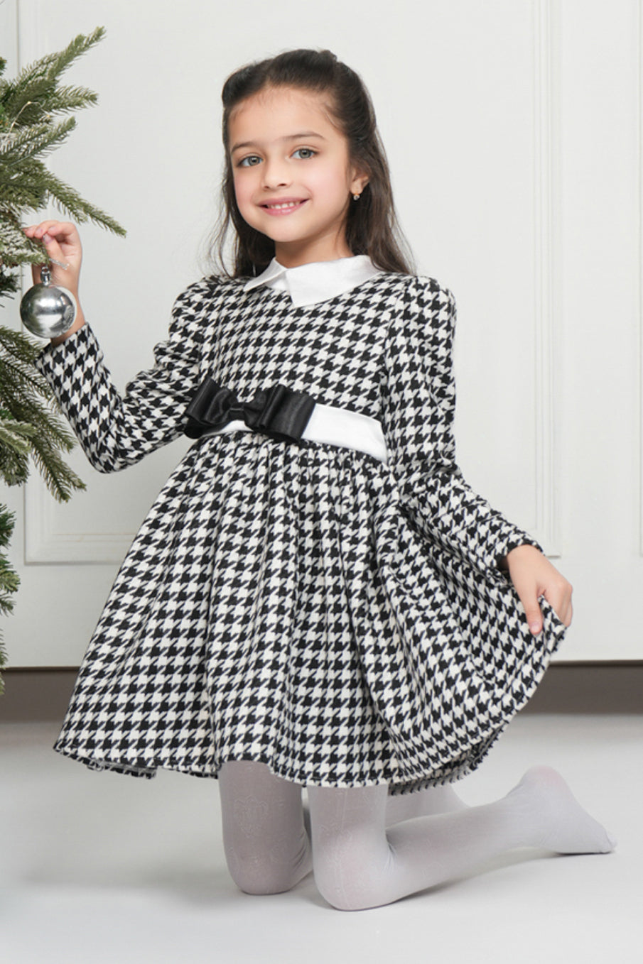 B/W HOUNDSTOOTH DRESS