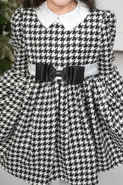 B/W HOUNDSTOOTH DRESS