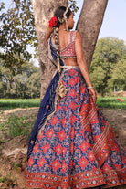 Women's Blue Patola Banarasi Lehenga Set