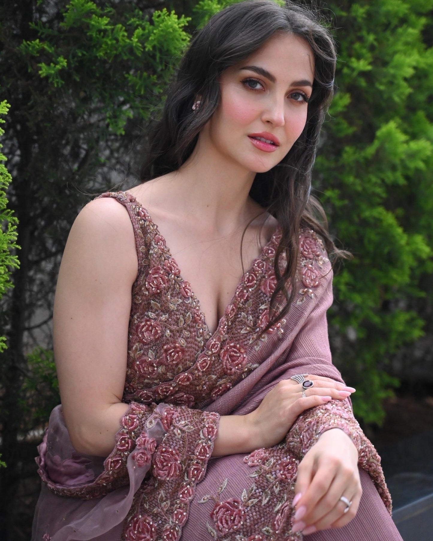 Eli AvrRam In Rose 3D Work Saree
