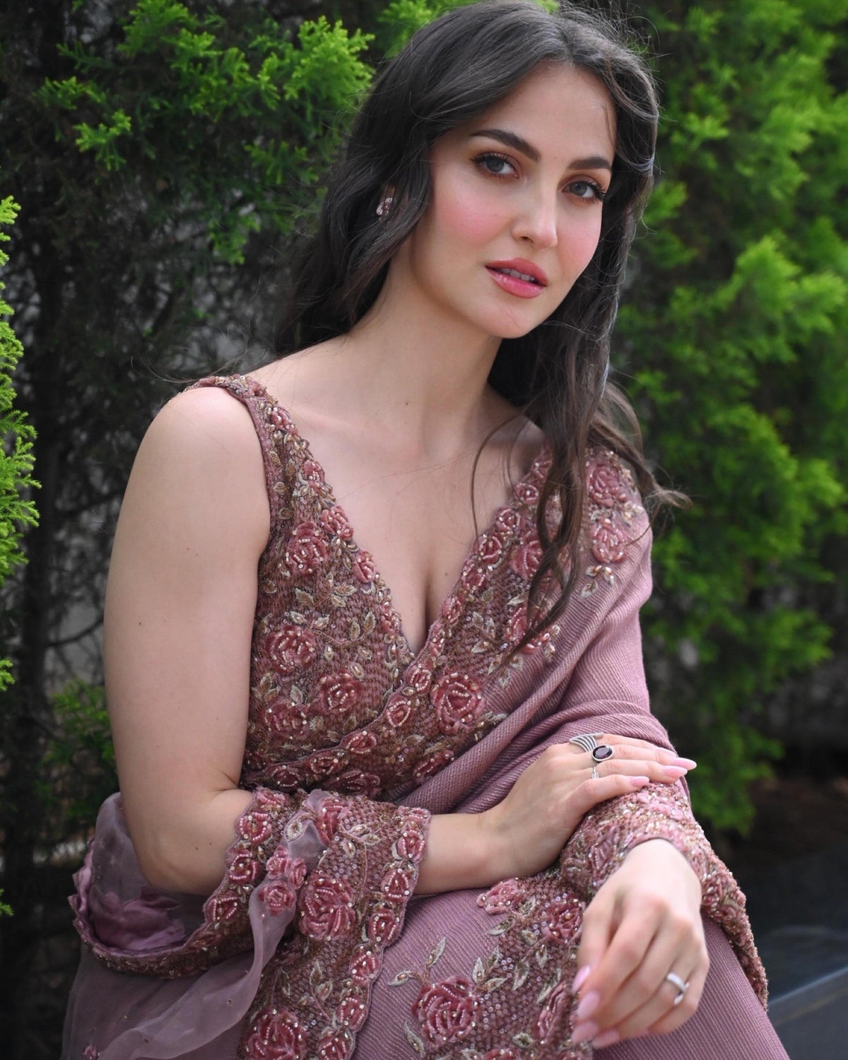 Eli AvrRam In Rose 3D Work Saree