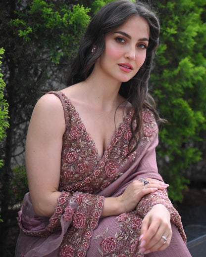 Eli AvrRam In Rose 3D Work Saree