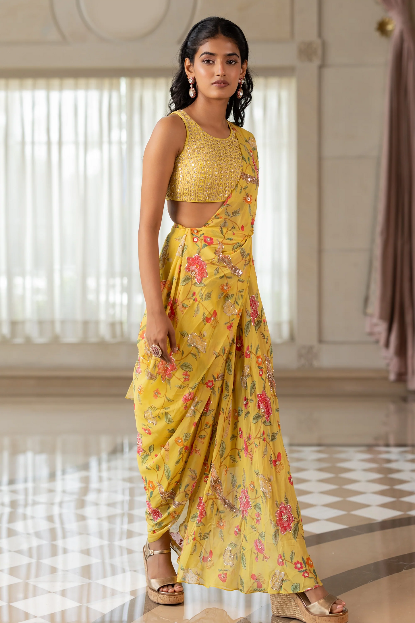 EMILY SAREE SET – MULTICOLOURED