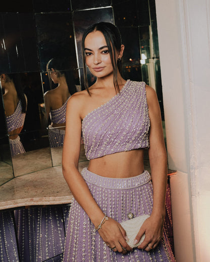Lilac Jhoomar One Shoulder Lehenga Set (CAT ROBERTS)