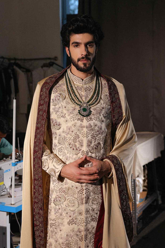 Gold Lace Sherwani Set