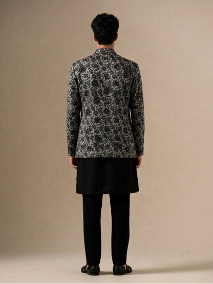 Charcoal Bloom Jacket Set