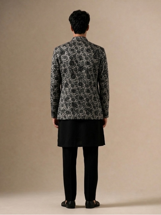 Charcoal Bloom Jacket Set