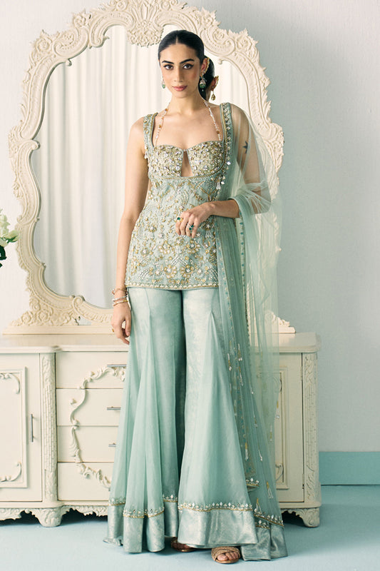 Aqua Kurta And Sharara Set
