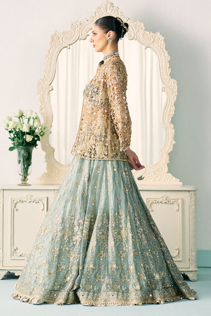 Aqua Tissue Lehenga With Jacket Set