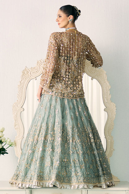 Aqua Tissue Lehenga With Jacket Set
