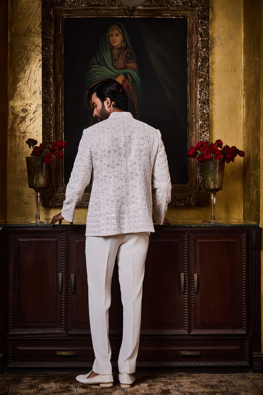 White Jodhpuri Set