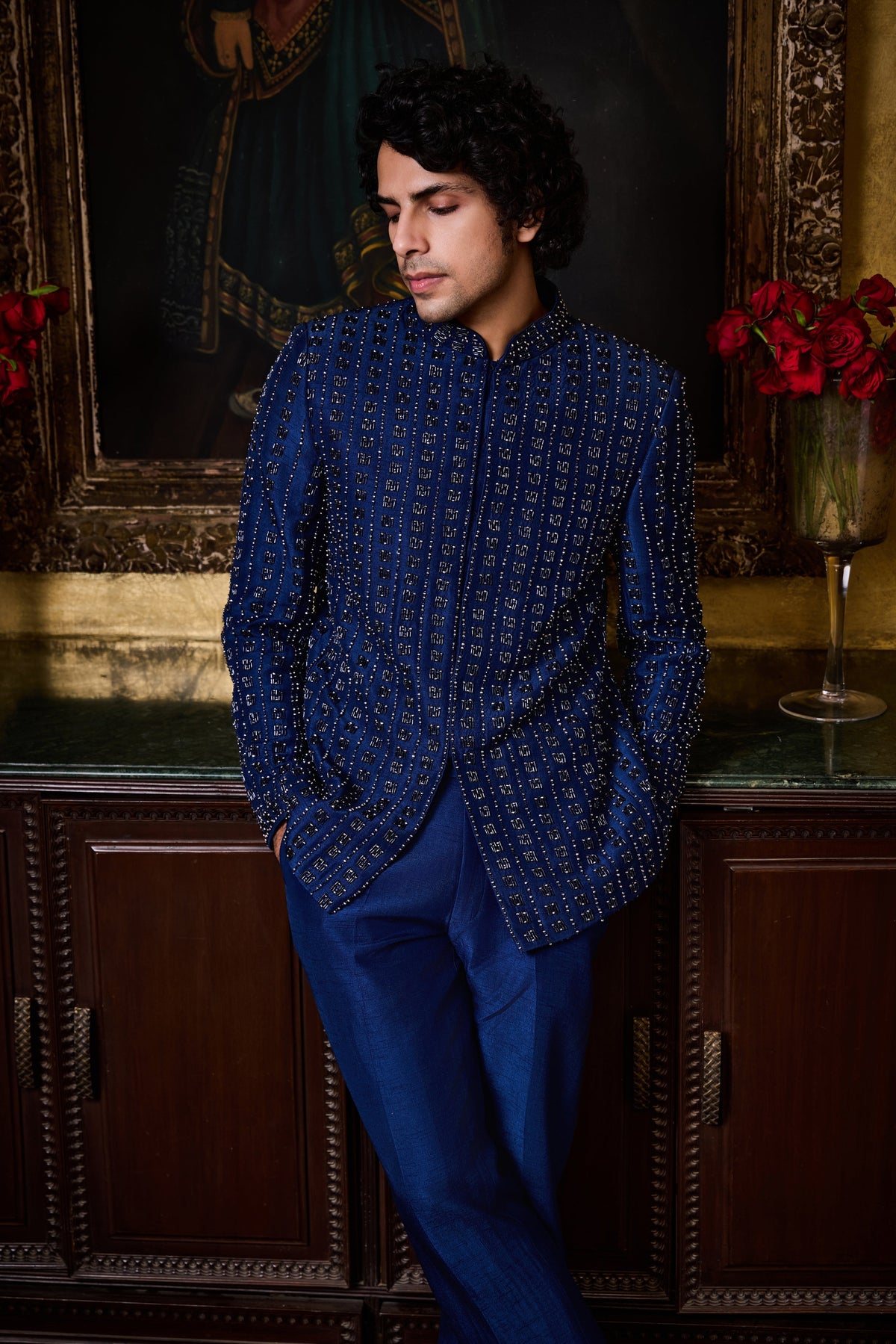 Cobalt Blue Raw Silk Jodhpuri Suit