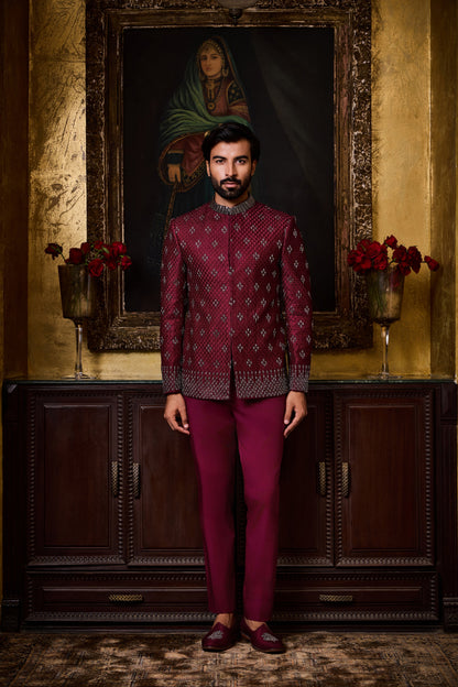 Burgundy Jodhpuri Set