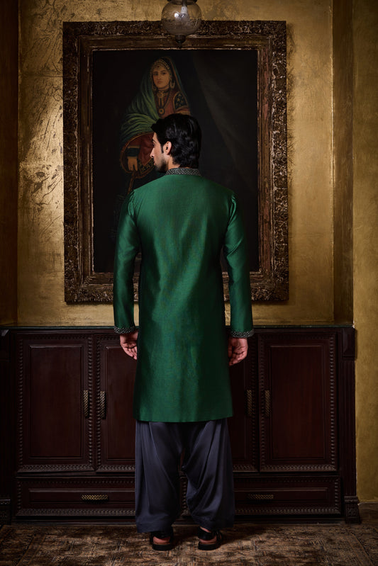 Emerald Green Chanderi Kurta Patiala Salwar Set