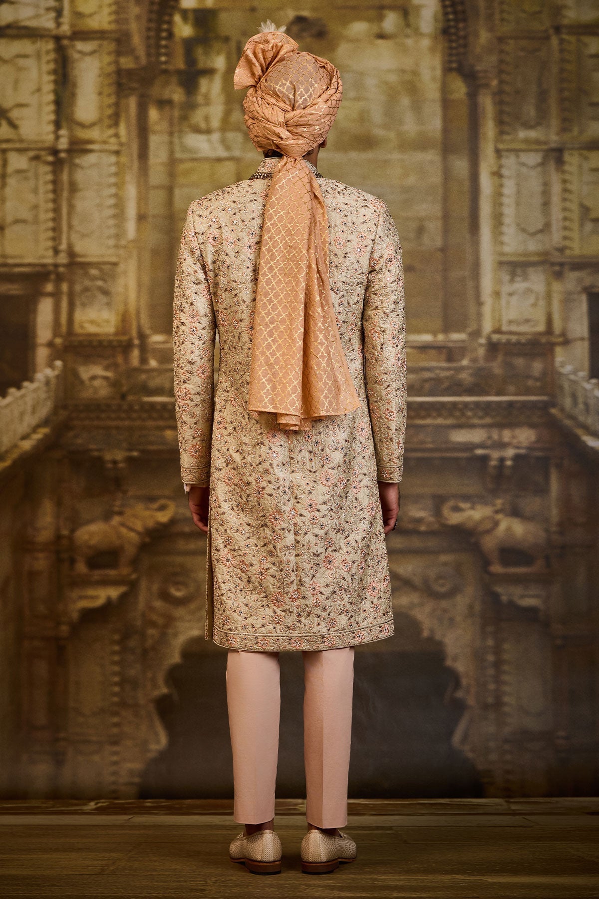 IVORY BROCADE SHERWANI SET